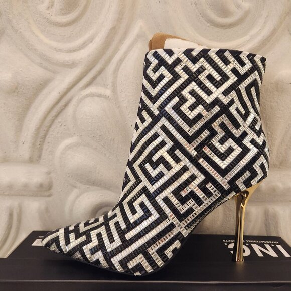 INC Womens Rakima 3 Black Embellished Pointed Toe Dressy Booties Shoes New - Picture 2 of 12